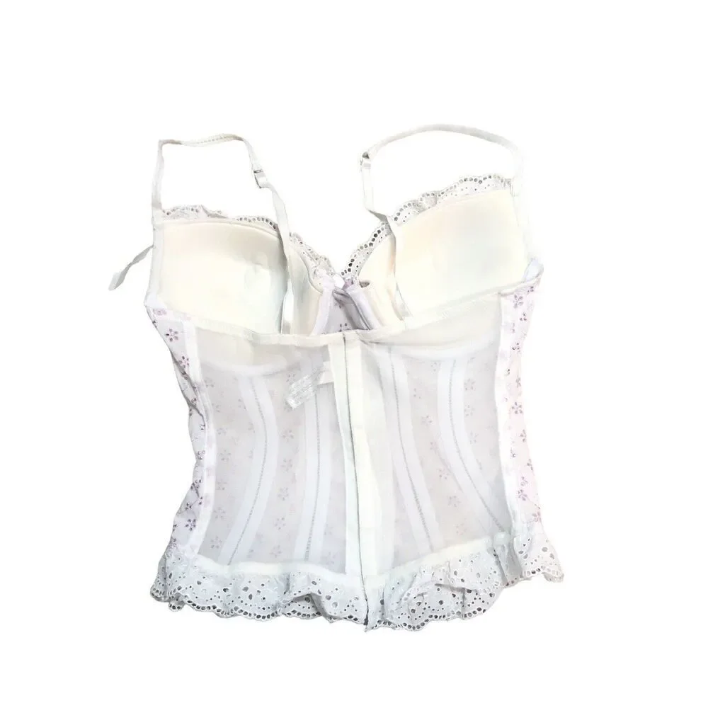 JC Penny Corset Womens Size‎ 36C Pink White Eyelet Fairy Whimsical RegencyCore